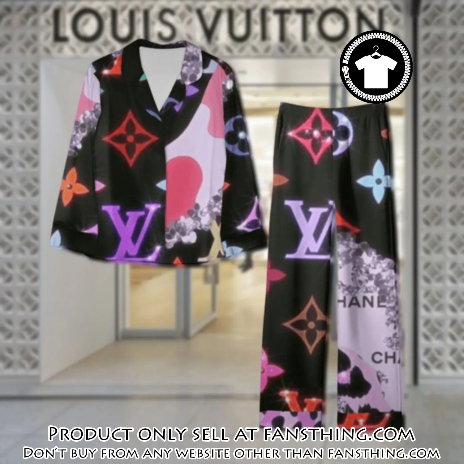 Trending luxury lv satin pajama set pjs1081 fst0715844